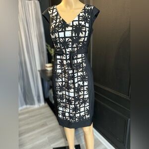 New York & Company Black and White Midi Dress